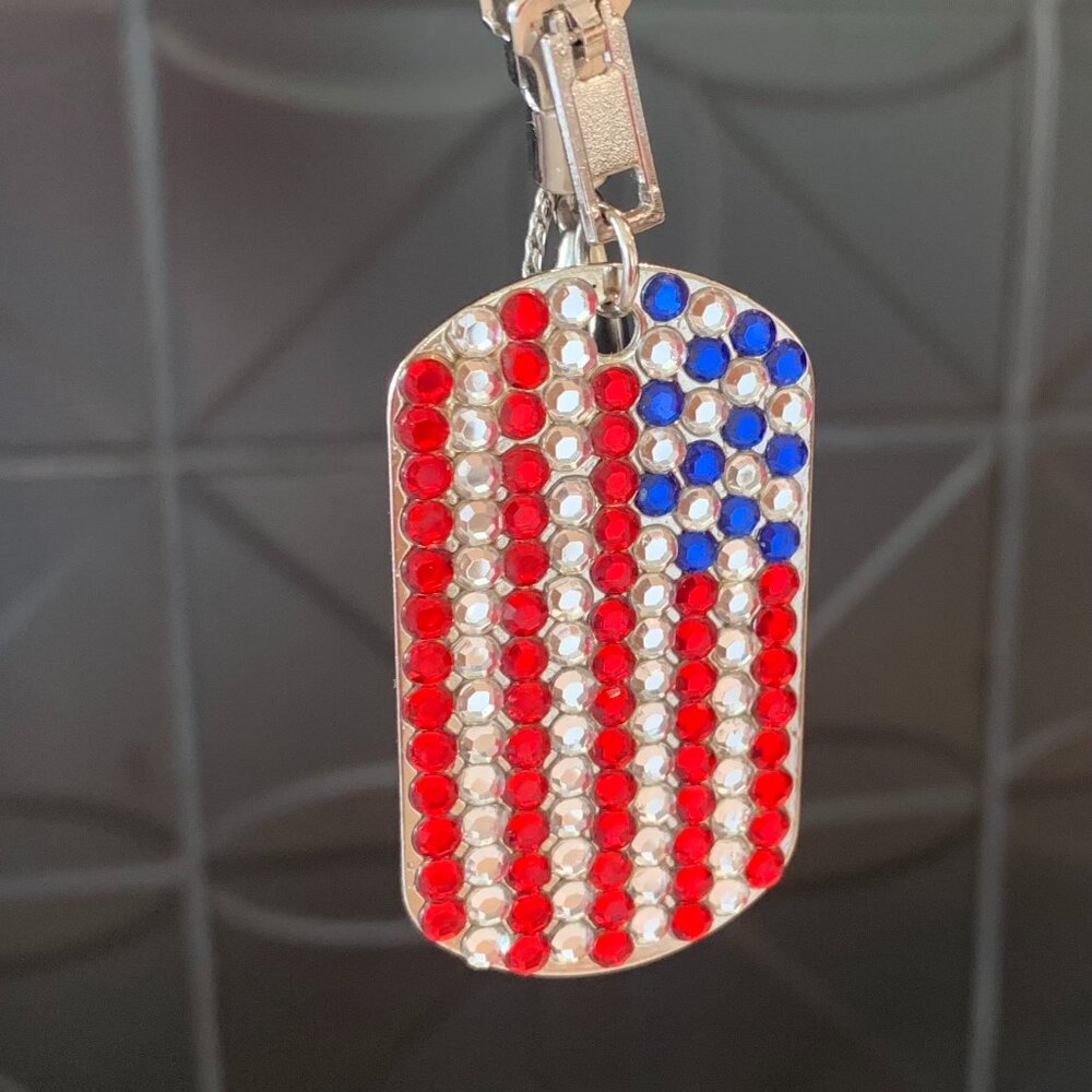 Adjustable Sparkly, Dog-Tag style,  U.S. Flag Necklace.